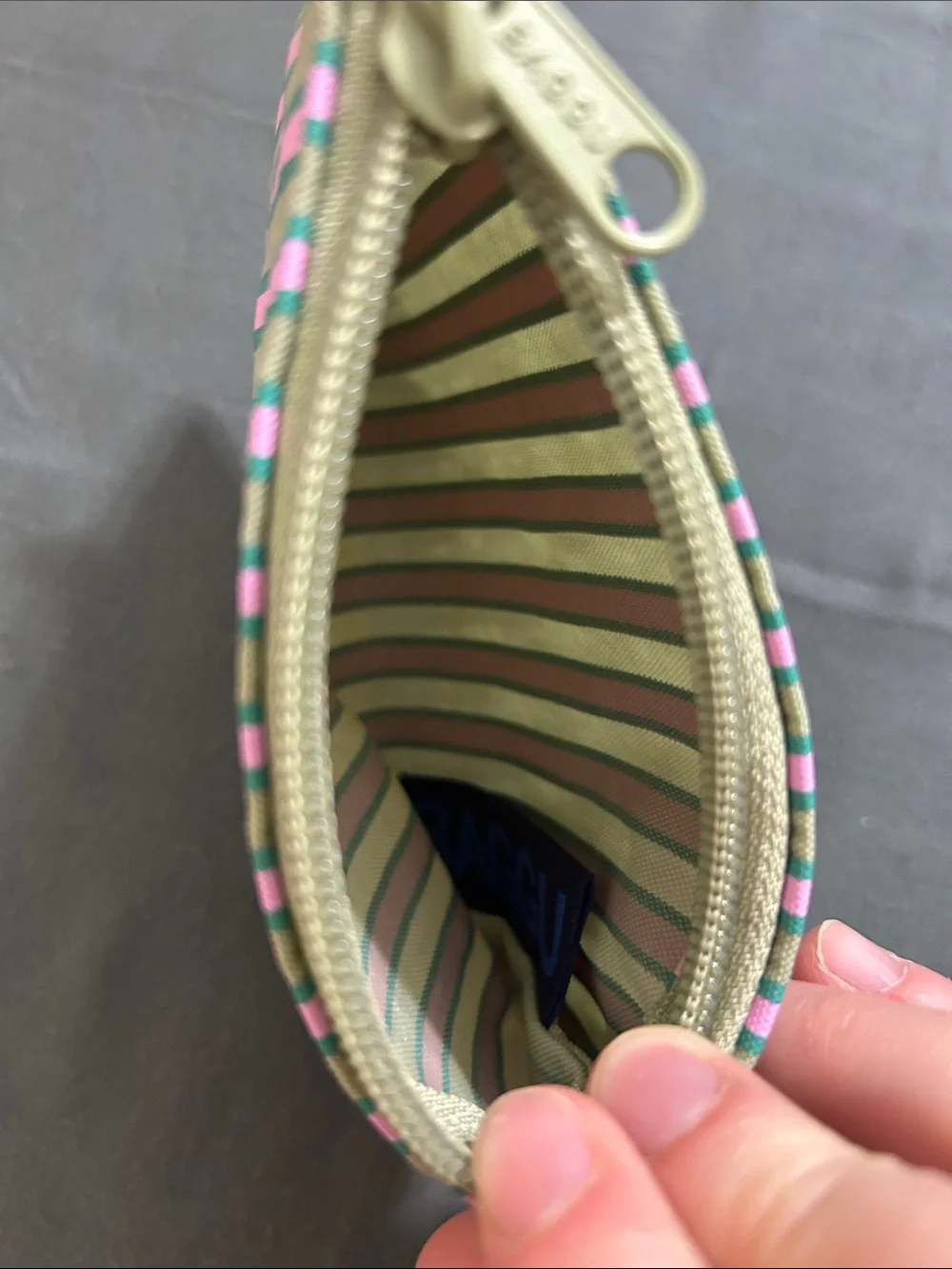 Baggu small flat pouch in candy stripe